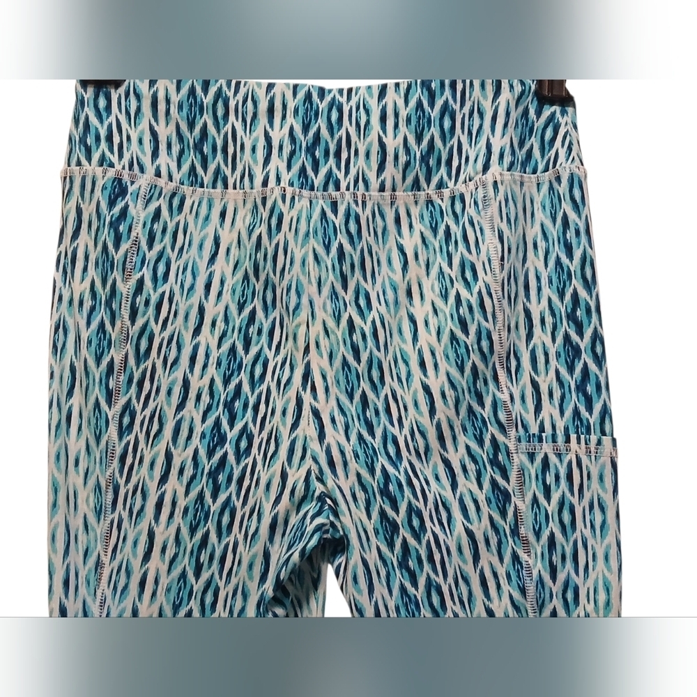 Chico's - Weekends Turquoise & Blue Pull On Leggings, Media Pocket, Size 0 - Picture 6 of 10